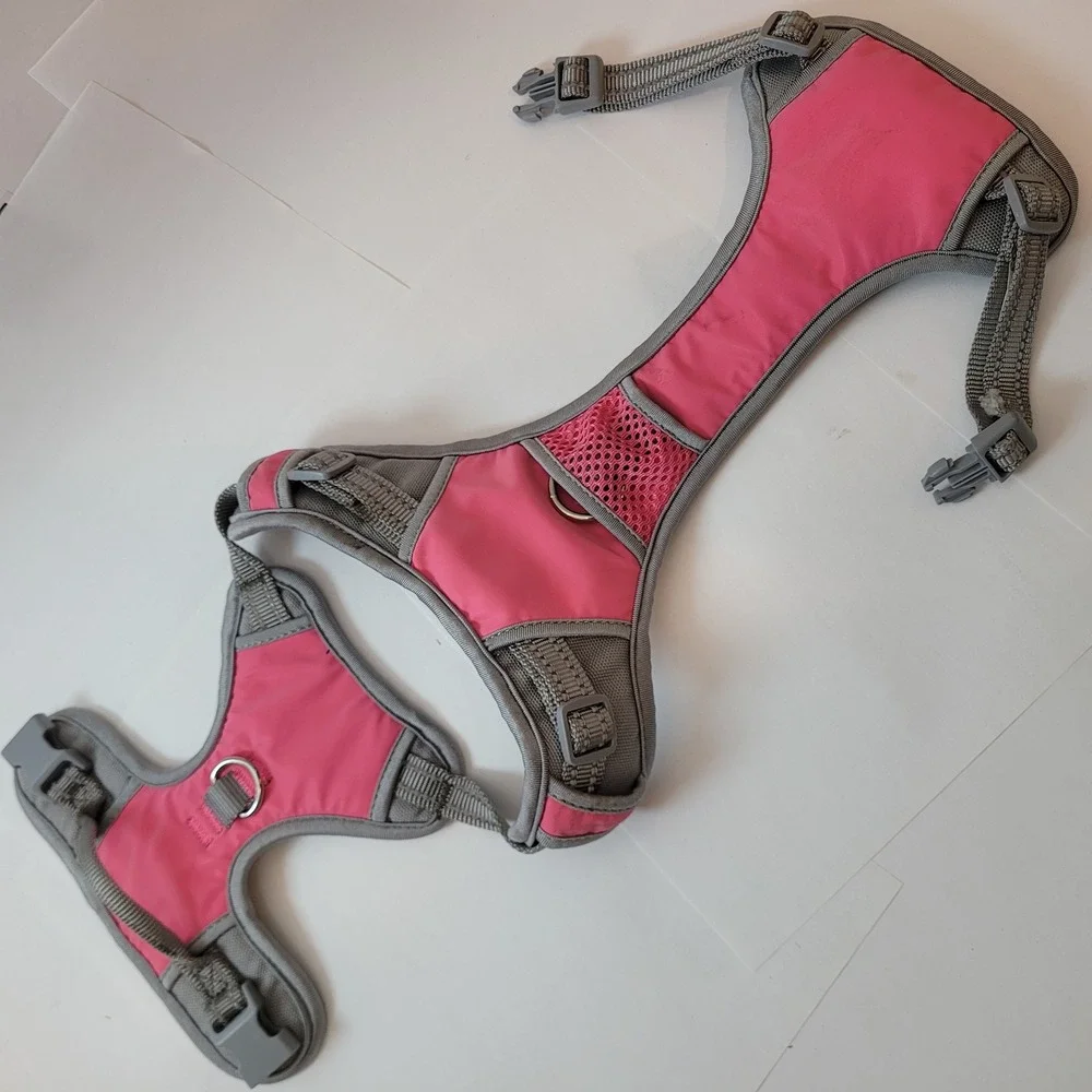 Quality Dog Harness Pet Pink Grey Adjustable Reflective Mesh Padded Vest M L‎